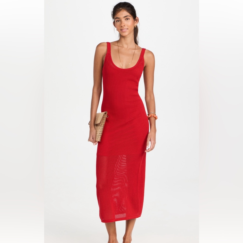 STAUD Vibrant Red Maxi Dress